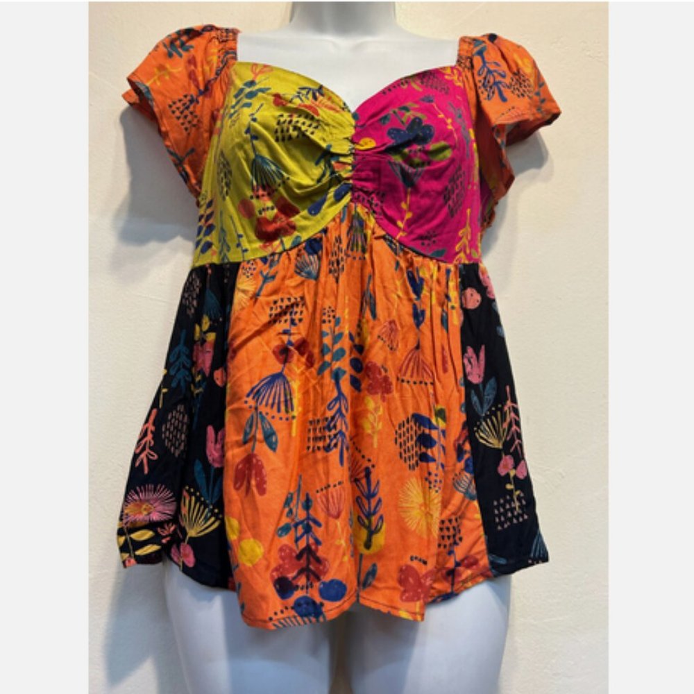 Nwt Sacred Threads Boho Hippy Patch Babydoll Rayo… - image 2